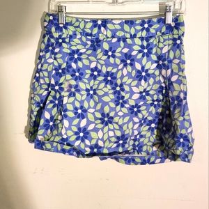 Lady Hagen Blue and Green Patterned Mini Skirt